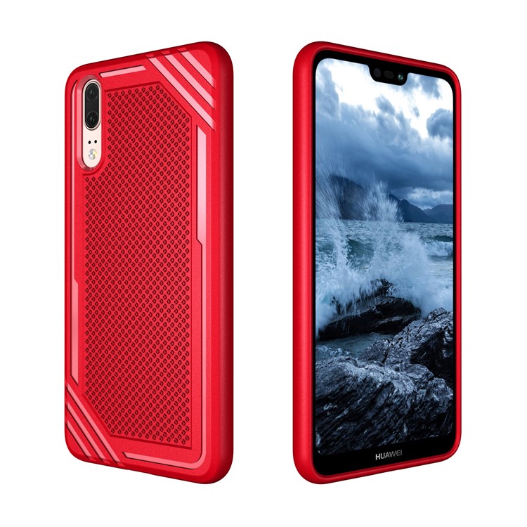 For Huawei P20 Anti-slip Armor TPU Mobile Phone Shell - Red-7