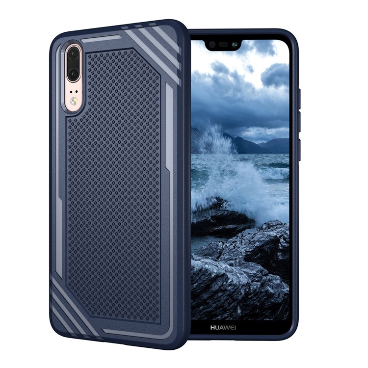 For Huawei P20 Anti-slip Armor TPU Mobile Case Accessory - Blue-1