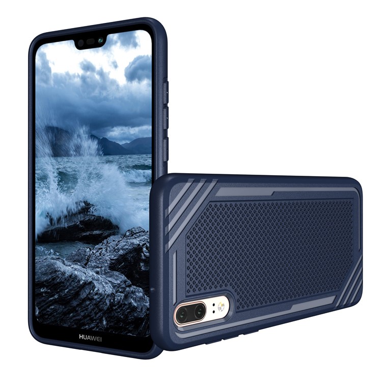 For Huawei P20 Anti-slip Armor TPU Mobile Case Accessory - Blue-2