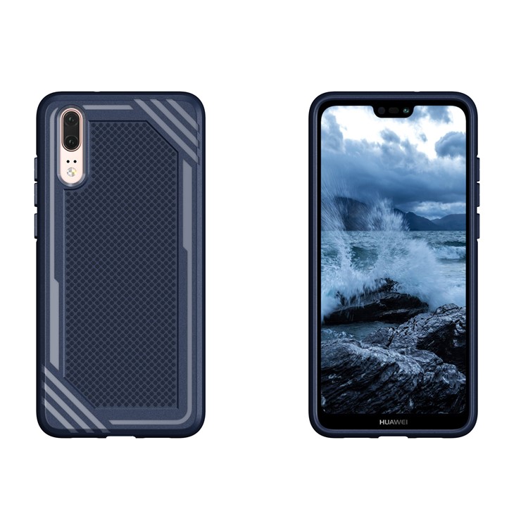 For Huawei P20 Anti-slip Armor TPU Mobile Case Accessory - Blue-3
