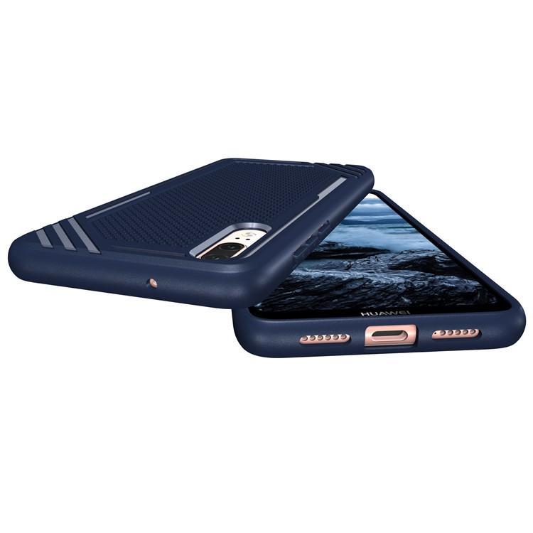 For Huawei P20 Anti-slip Armor TPU Mobile Case Accessory - Blue-4