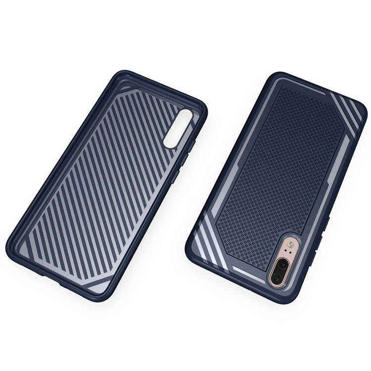 For Huawei P20 Anti-slip Armor TPU Mobile Case Accessory - Blue-6