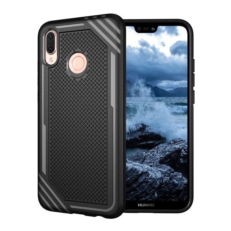 Anti-slip Armor TPU Back Protector Case for Huawei P20 Lite/Nova 3e - Black-1