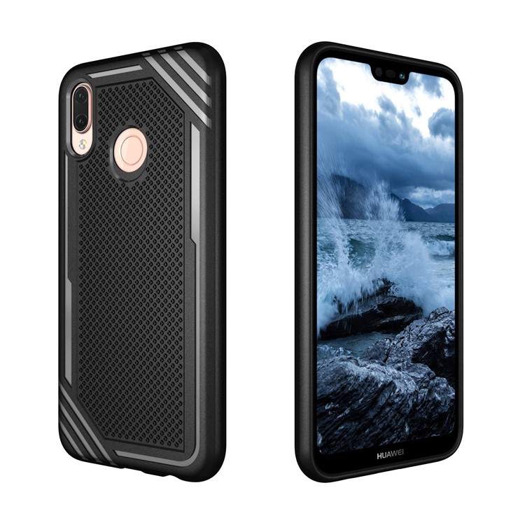 Anti-slip Armor TPU Back Protector Case for Huawei P20 Lite/Nova 3e - Black-13