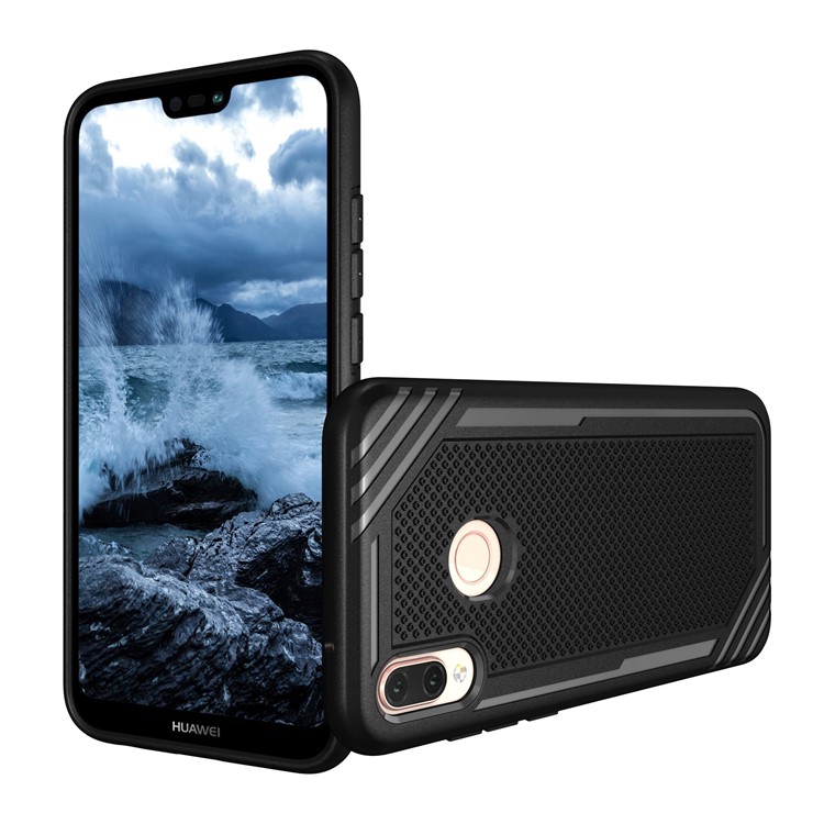 Anti-slip Armor TPU Back Protector Case for Huawei P20 Lite/Nova 3e - Black-8