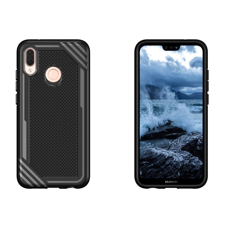 Anti-slip Armor TPU Back Protector Case for Huawei P20 Lite/Nova 3e - Black-9