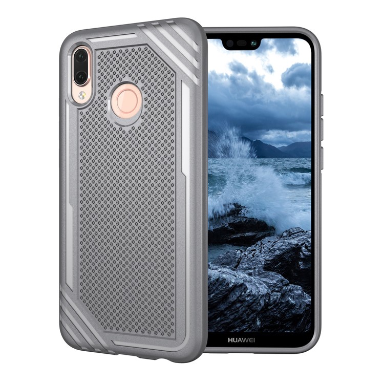 Anti-slip Armor TPU Back Protector Cover for Huawei P20 Lite/Nova 3e - Grey-1