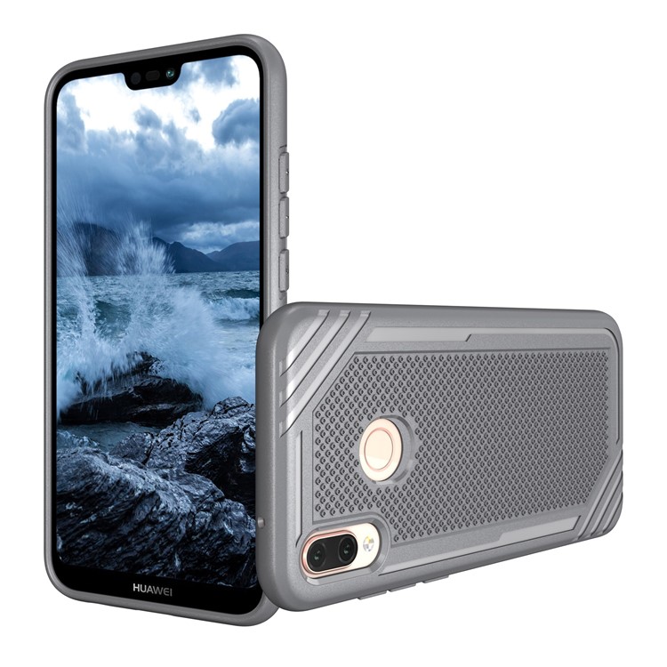 Anti-slip Armor TPU Back Protector Cover for Huawei P20 Lite/Nova 3e - Grey-2