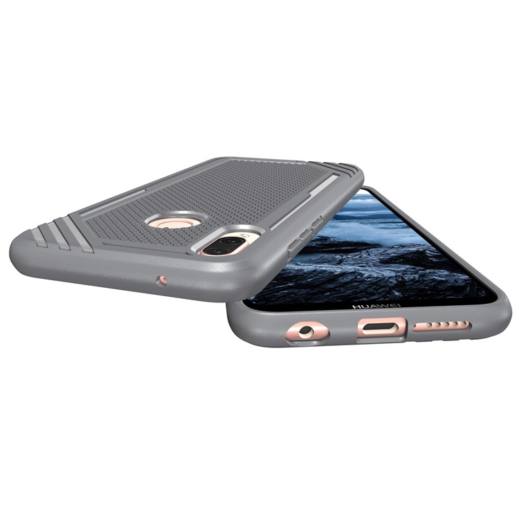 Anti-slip Armor TPU Back Protector Cover for Huawei P20 Lite/Nova 3e - Grey-4