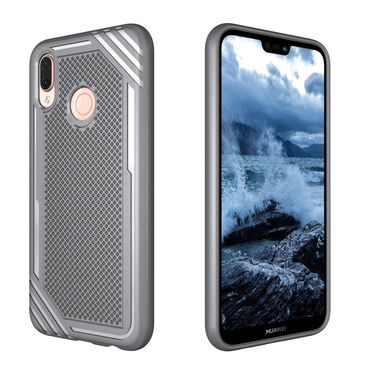 Anti-slip Armor TPU Back Protector Cover for Huawei P20 Lite/Nova 3e - Grey-8
