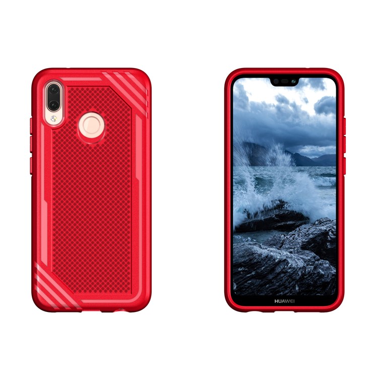 Anti-slip Armor TPU Back Protector Shell for Huawei P20 Lite/Nova 3e - Red-3