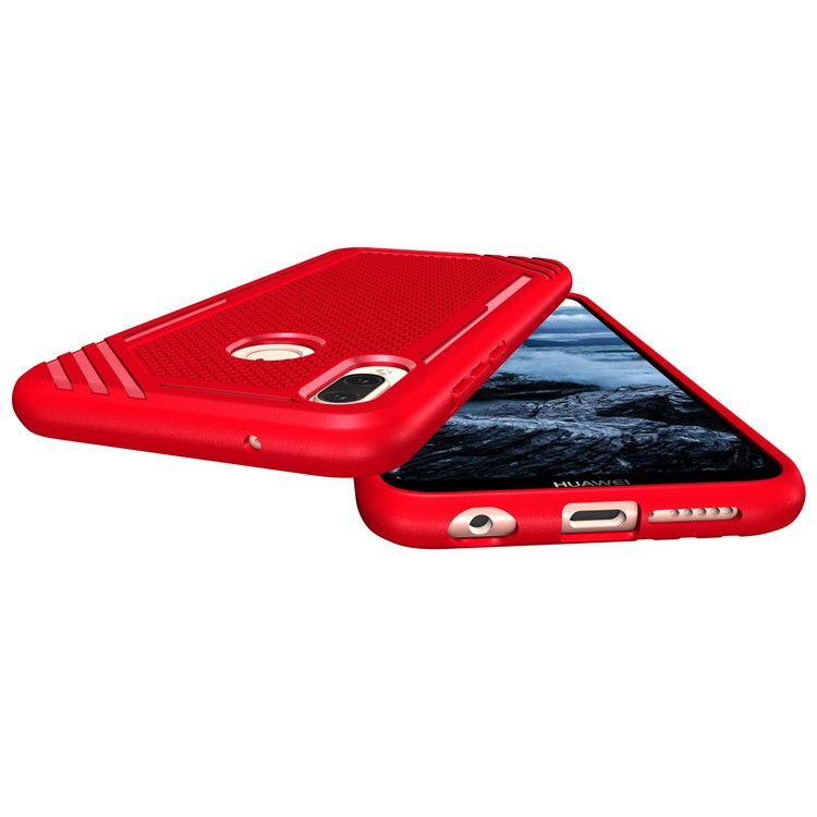 Anti-slip Armor TPU Back Protector Shell for Huawei P20 Lite/Nova 3e - Red-4