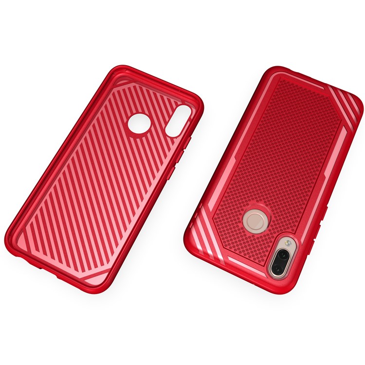 Anti-slip Armor TPU Back Protector Shell for Huawei P20 Lite/Nova 3e - Red-6