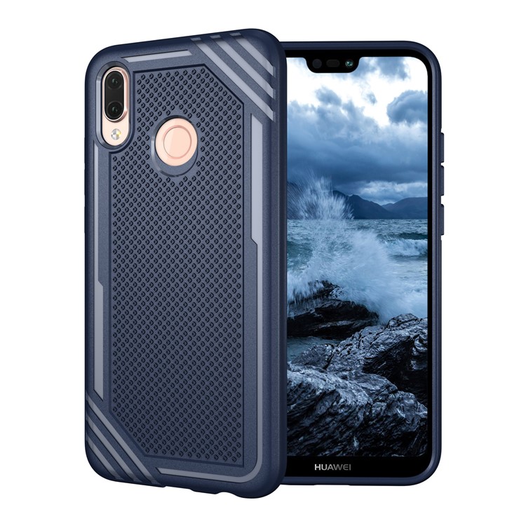 Anti-slip Armor TPU Back Mobile Phone Case for Huawei P20 Lite/Nova 3e - Blue-1