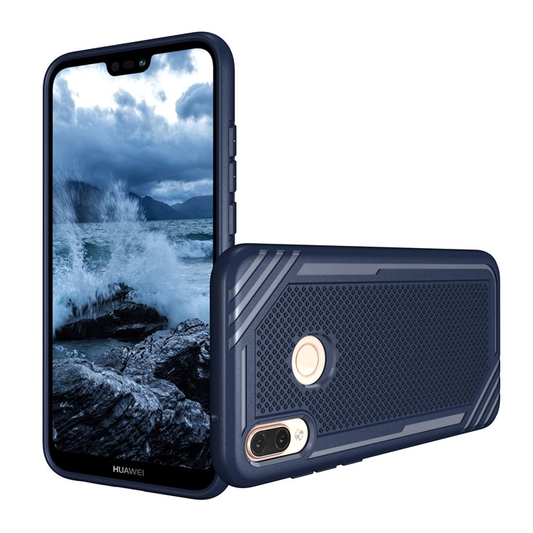 Anti-slip Armor TPU Back Mobile Phone Case for Huawei P20 Lite/Nova 3e - Blue-2