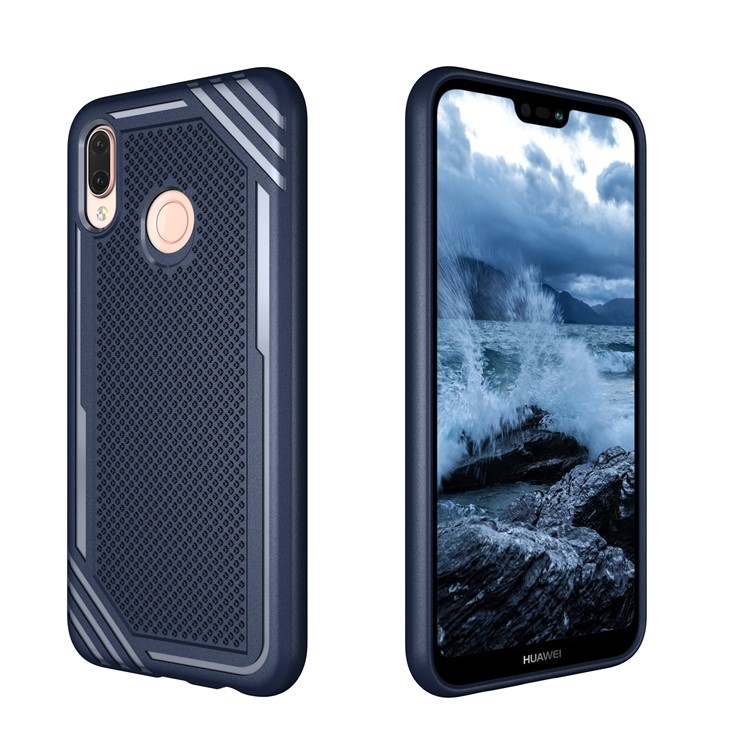 Anti-slip Armor TPU Back Mobile Phone Case for Huawei P20 Lite/Nova 3e - Blue-7