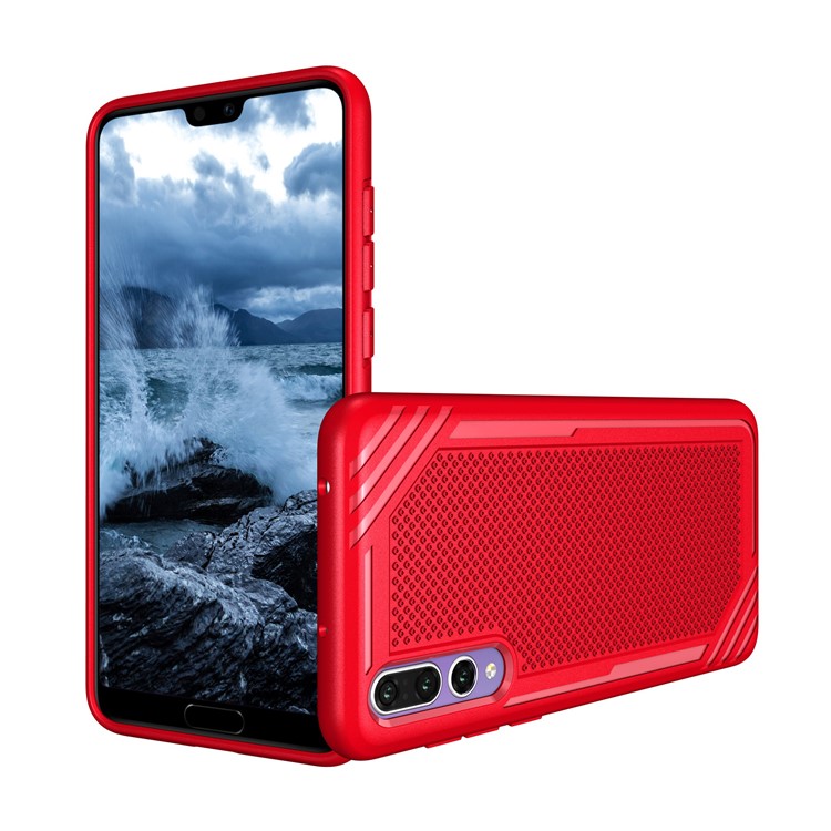 Anti-slip Armor TPU Mobile Phone Casing for Huawei P20 Pro - Red-2