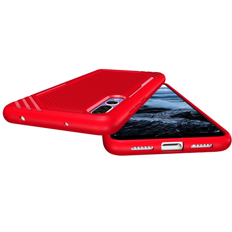 Anti-slip Armor TPU Mobile Phone Casing for Huawei P20 Pro - Red-4