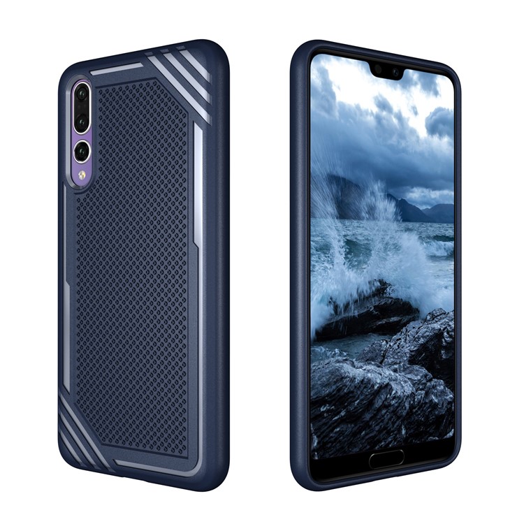Anti-slip Armor TPU Cellphone Case Cover for Huawei P20 Pro - Blue-7