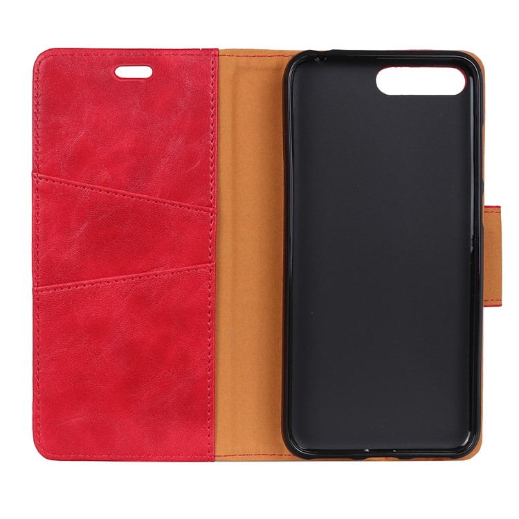 Crazy Horse Magnetic Stand Wallet Split Leather Mobile Phone Cover for Huawei Y6 (2018)/Honor 7A (without Fingerprint Sensor) - Red-6