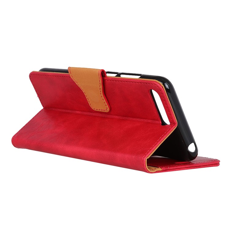 Crazy Horse Magnetic Stand Wallet Split Leather Mobile Phone Cover for Huawei Y6 (2018)/Honor 7A (without Fingerprint Sensor) - Red-7
