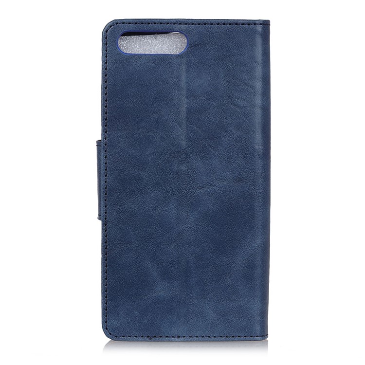 Crazy Horse Magnetic Stand Wallet Split Leather Mobile Phone Shell for Huawei Y6 (2018)/Honor 7A (without Fingerprint Sensor) - Blue-5
