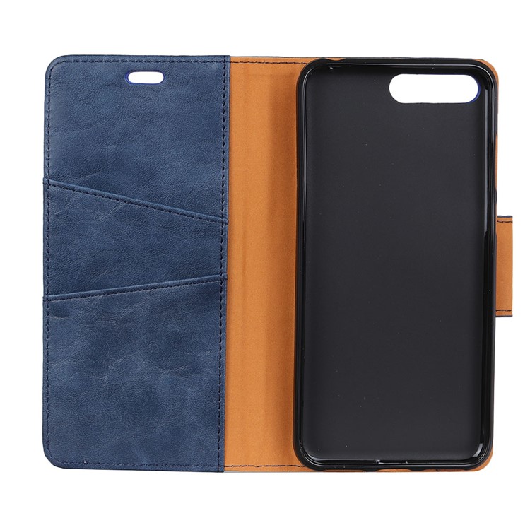 Crazy Horse Magnetic Stand Wallet Split Leather Mobile Phone Shell for Huawei Y6 (2018)/Honor 7A (without Fingerprint Sensor) - Blue-6
