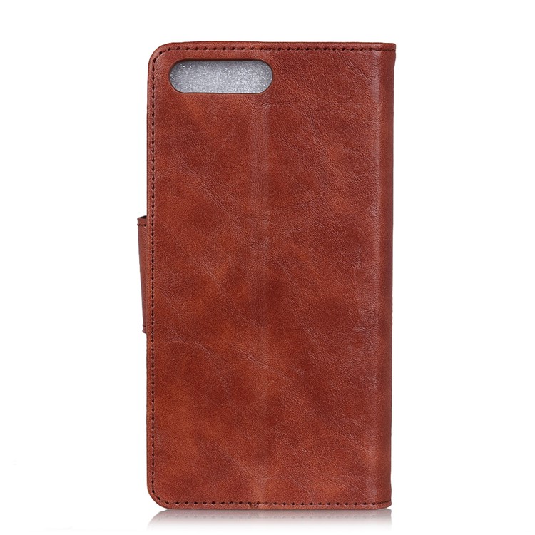 Crazy Horse Magnetic Stand Wallet Split Leather Mobile Phone Casing for Huawei Y6 (2018)/Honor 7A (without Fingerprint Sensor) - Brown-5