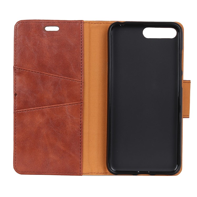 Crazy Horse Magnetic Stand Wallet Split Leather Mobile Phone Casing for Huawei Y6 (2018)/Honor 7A (without Fingerprint Sensor) - Brown-6
