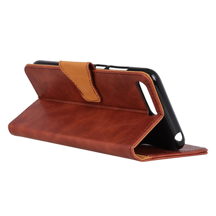 Crazy Horse Magnetic Stand Wallet Split Leather Mobile Phone Casing for Huawei Y6 (2018)/Honor 7A (without Fingerprint Sensor) - Brown-7