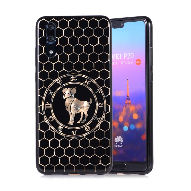 Electroplating Constellation Pattern TPU Phone Case for Huawei P20 - Aries-1