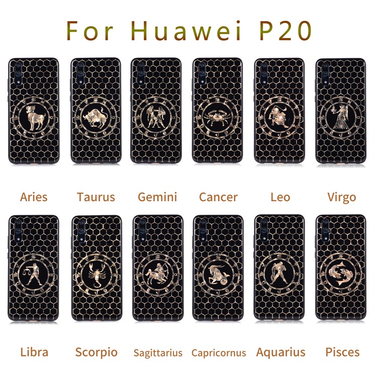Electroplating Constellation Pattern TPU Phone Case for Huawei P20 - Aries-8