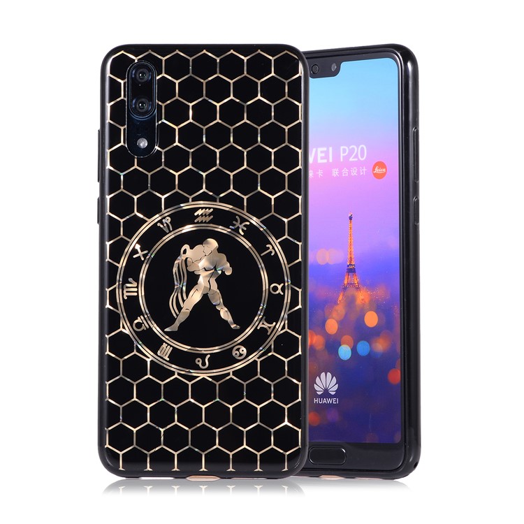 Electroplating Constellation Pattern TPU Back Cover for Huawei P20 - Aquarius-1