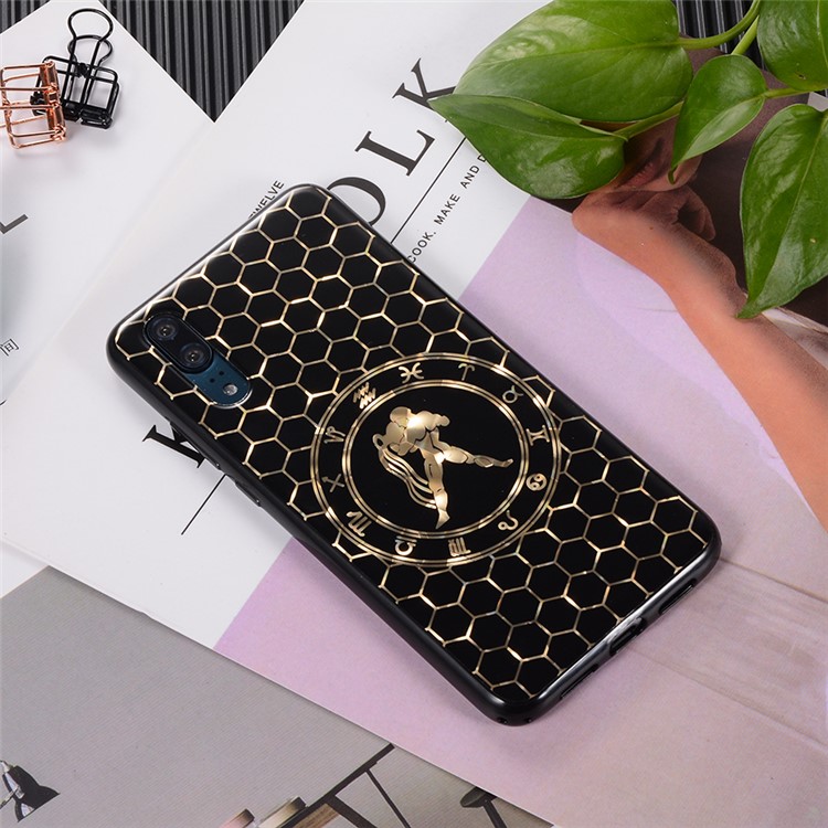 Electroplating Constellation Pattern TPU Back Cover for Huawei P20 - Aquarius-3