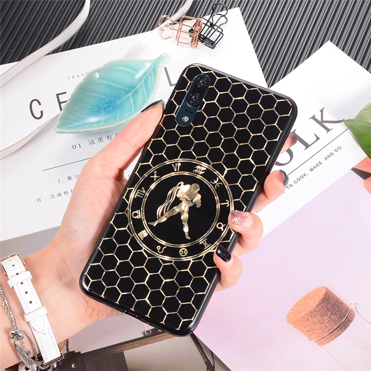 Electroplating Constellation Pattern TPU Back Cover for Huawei P20 - Aquarius-9