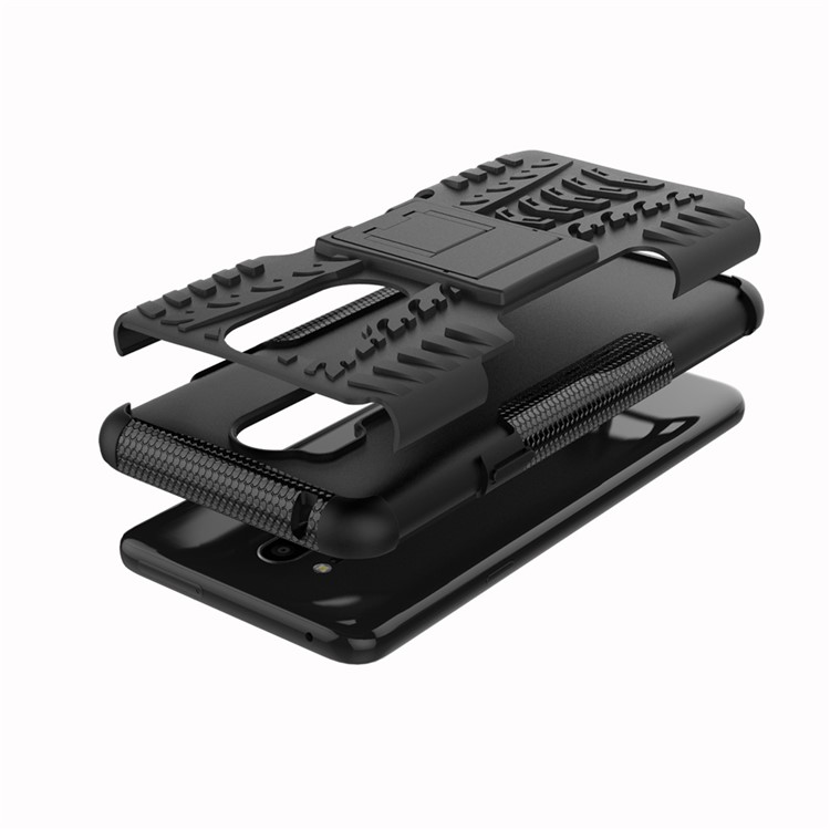 Anti-slip PC + TPU Hybrid Case with Kickstand for LG G7 ThinQ - Black-8