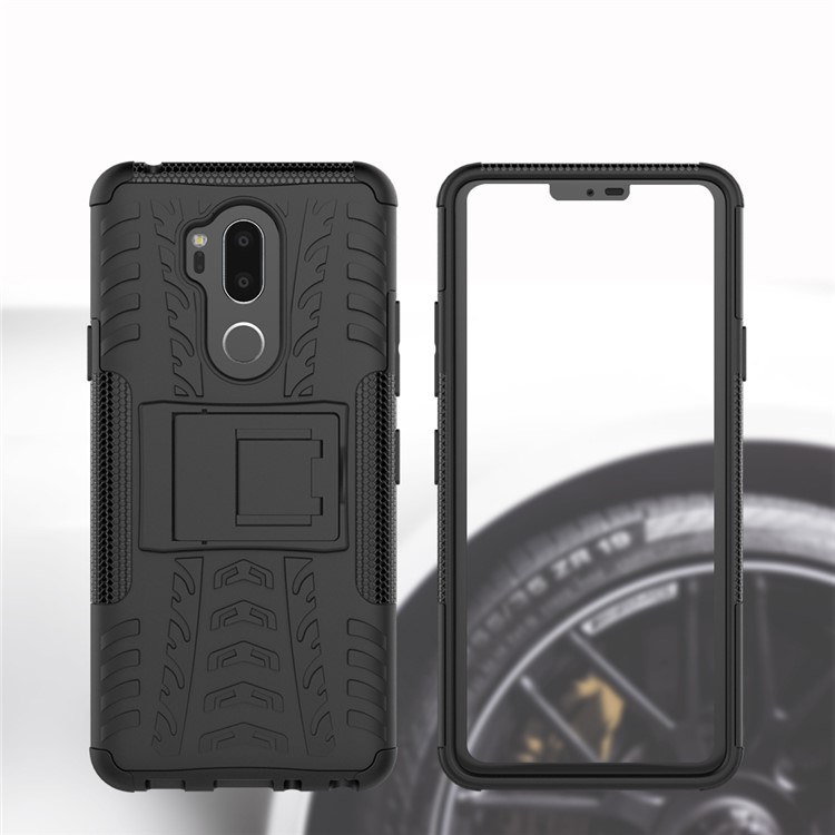 Anti-slip PC + TPU Hybrid Case with Kickstand for LG G7 ThinQ - Black-9