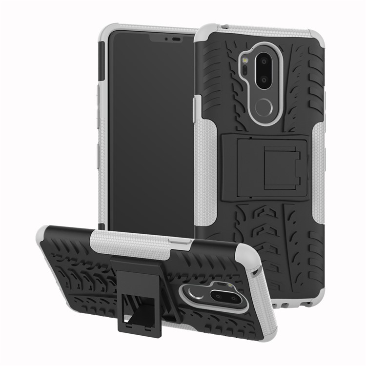 Anti-slip PC + TPU Hybrid Shell Case with Kickstand for LG G7 ThinQ - White-1
