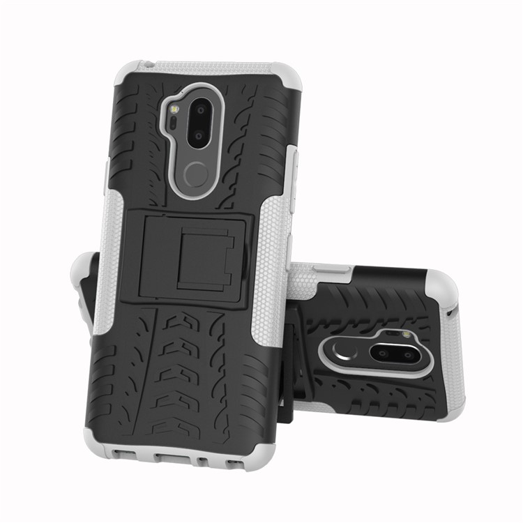 Anti-slip PC + TPU Hybrid Shell Case with Kickstand for LG G7 ThinQ - White-2
