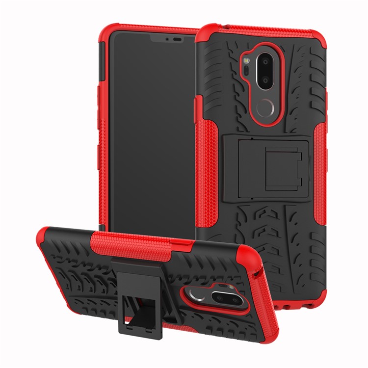 Anti-slip PC + TPU Hybrid Cover Case with Kickstand for LG G7 ThinQ - Red-1