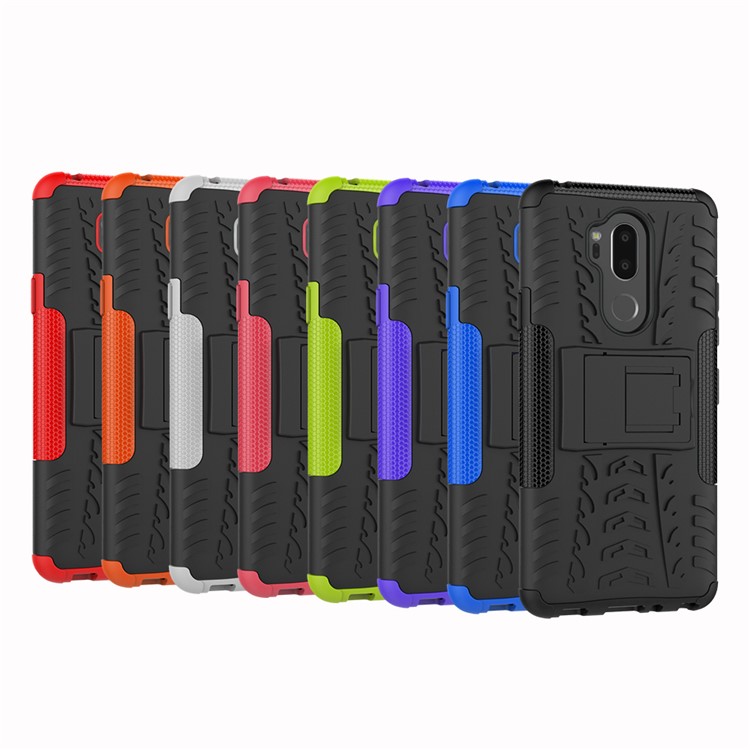 Anti-slip PC + TPU Hybrid Cover Case with Kickstand for LG G7 ThinQ - Red-3