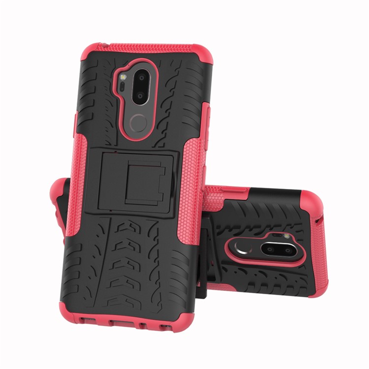 Anti-slip PC + TPU Combo Case with Kickstand for LG G7 ThinQ - Rose-2