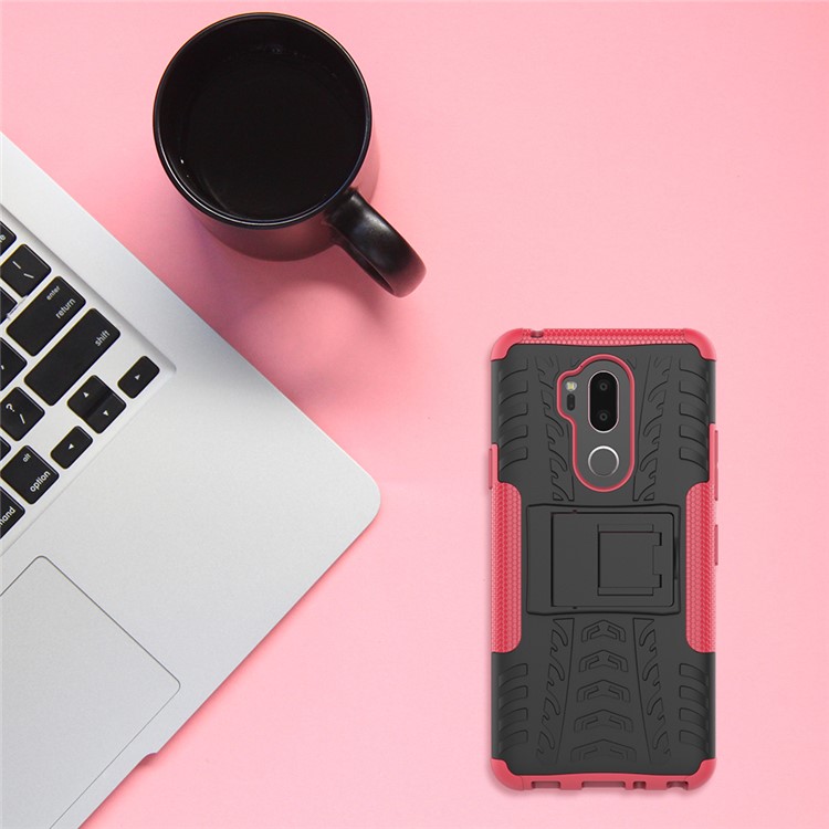 Anti-slip PC + TPU Combo Case with Kickstand for LG G7 ThinQ - Rose-3