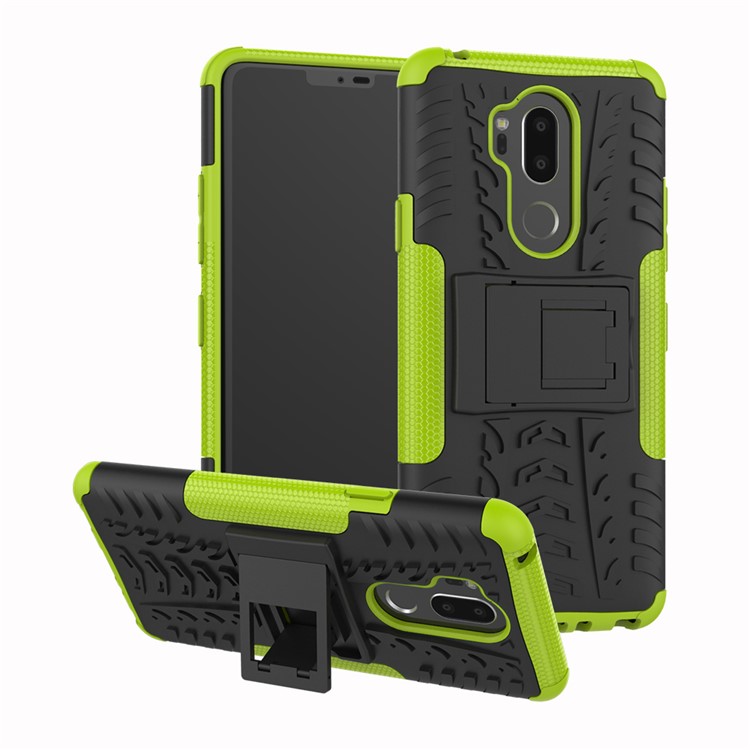Anti-slip PC + TPU Hybrid Case Phone Cover with Kickstand for LG G7 ThinQ - Green-1