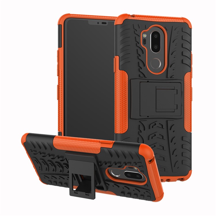 Anti-slip PC + TPU Combo Cover Case with Kickstand for LG G7 ThinQ - Orange-1