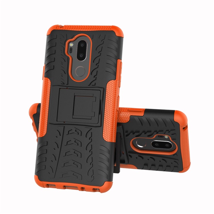 Anti-slip PC + TPU Combo Cover Case with Kickstand for LG G7 ThinQ - Orange-2