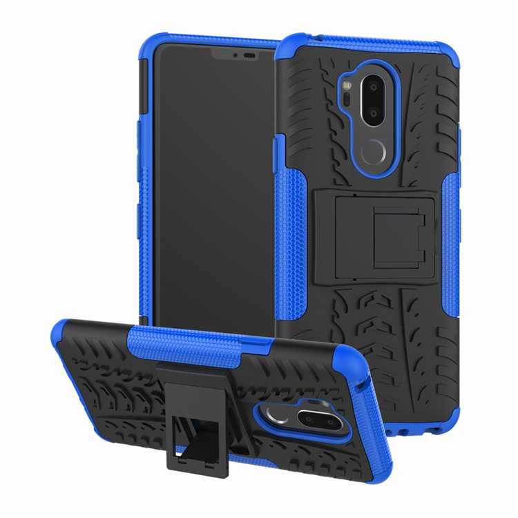 Anti-slip PC + TPU Hybrid Phone Cover Case with Kickstand for LG G7 ThinQ - Blue-1