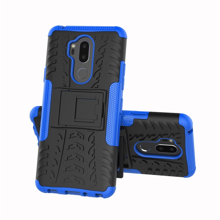 Anti-slip PC + TPU Hybrid Phone Cover Case with Kickstand for LG G7 ThinQ - Blue-2