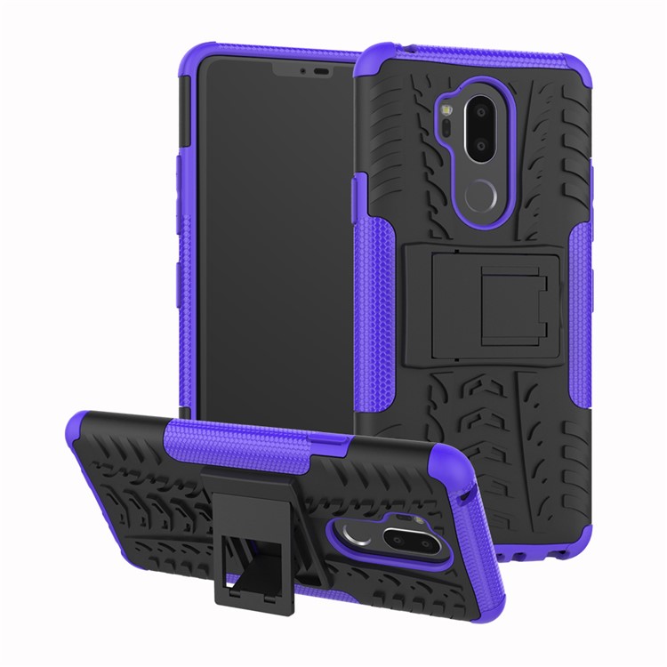 Anti-slip PC + TPU Hybrid Case Accessory with Kickstand for LG G7 ThinQ - Purple-1