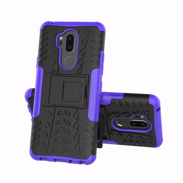 Anti-slip PC + TPU Hybrid Case Accessory with Kickstand for LG G7 ThinQ - Purple-2